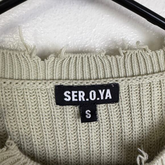 SER.O.YA Devlin Sweater Womens Small Sage Pullover Distressed Pullover Grunge * - Picture 7 of 11